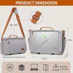 ESTARER Messenger Bag 17-17.3 Inch, Men's Computer Bag Water-resistant Canvas, Laptop Shoulder Bag for Travel Work College, Light Grey