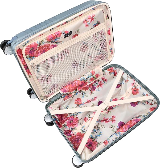 Jessica Simpson Countryside 21" Expandable 8-Wheel Spinner Carry On Luggage Suitcase, Chinois Green