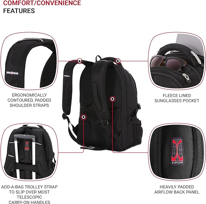 SwissGear 2769 ScanSmart Laptop Backpack, Fits Most 16 Inch Laptops, TSA Friendly, Work, School, Men's and Women's, Black