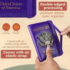 Passport Holder Cover Travel Wallet RFID Blocking Passport Wallets Family Organization Personalized Wallet Case for Men and Women Travel Must Haves (Purple)