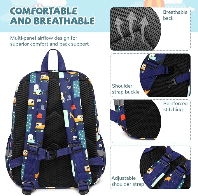 mygreen Toddler Backpack, Kids Backpack for Boys and Girls with Chest Strap | with Chest Strap