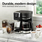 Hamilton Beach 2-Way 12 Cup Programmable Drip Hot and Iced Coffee Maker & Single Serve Coffee Machine, AquaFlow Showerhead, Glass Carafe, Auto Pause and Pour, Black (47500J)