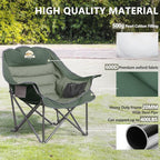 Colegence Oversized XL Padded Camping Chair Set of 2 Wide Heavy Duty Lawn Chairs Support 450 LBS Portable Folding Gaint Plus Camp Chair for Outdoor Outside Sports Baseball Soccer-Green
