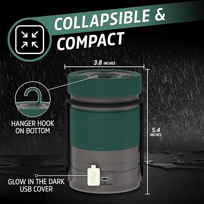 Energizer S-500 Hybrid Power Camping Lantern, Solar, Rechargeable, or AA Battery Powered, IPX4 Water Resistant Bright LED Lantern
