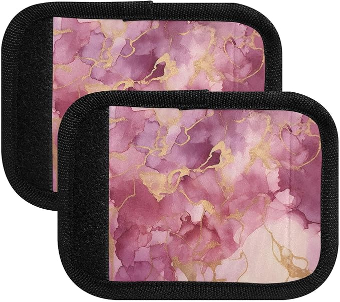 4 PC Luggage Handle Wrap Luggage Handle Covers Tags for Suitcase Bags Travel Luggage Handle Identifier Gripper Pink Marble