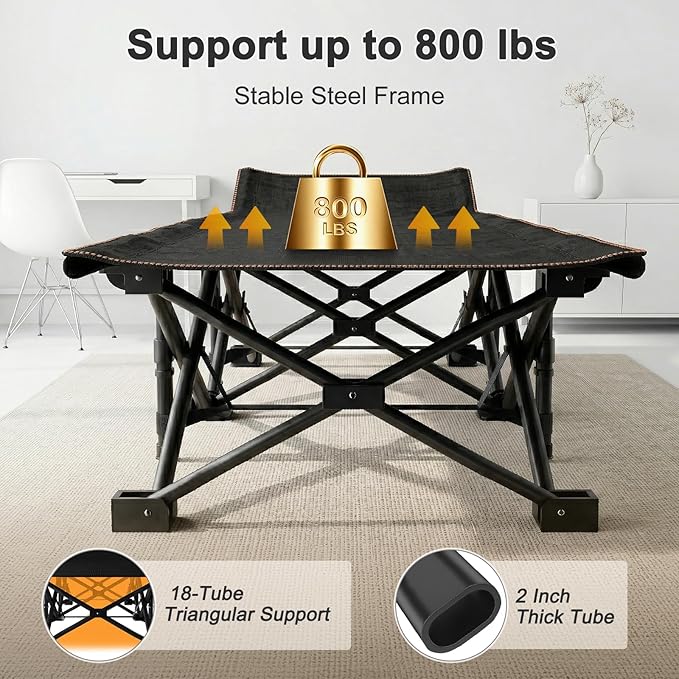 ABORON 2PK XXL Camping Cot for Adults 900LBS - 78"×32" Oversized Folding Bed with Mattress Pad, Heavy Duty 1200D Oxford Outdoor Cot with Carry Bag