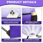 HOLYLUCK Men & Women Outdoor Sport Gym Sack Waterproof Drawstring Backpack Bag (Standard with drawstring, Gradient Purple)