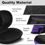 2Pack Oval Earbud Case Portable EVA Carrying Case Storage Bag Cell Phone Accessories Organizer with Carabiner for Earphone, Earbud, Earpieces, SD Memory Card, Camera Chips, Black/Purple