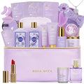 25 Pcs Mother's Day Gift, Lavender Bath & Body Gift Basket Set for Women, Hydrating Skin Care Set, Self Care Home Spa Gifts, Cosmetic Bag, Necklace, Christmas, Birthday, Anniversary, Wife