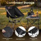 MOON LENCE Portable Camping Chair Plus, Larger & Roomier, Compact and Lightweight Still, Folding Chair for Backpacking & Hiking, 330Lbs Capacity (Black)