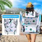 2 Pack Lightweight Portable Camping Beach Chair for Adults, Lay Flat Folding Beach Chairs with 5 Positions, Backpack Beach Chair with Towel Bar, Zipper Pouch, Cup Holder, Geometric Circle