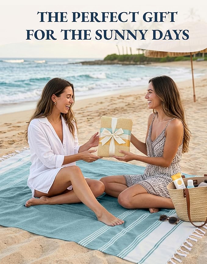 LANE LINEN Turkish Beach Towels Set of 6, Oversized Beach Towel, Lightweight Beach Essentials for Women, Large Pool Towel, Absorbent & Quick Dry, Sand Free Beach Towel, 39"x71" - Tropical Breeze
