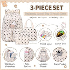 PIG PIG GIRL Corduroy Backpack 3PCS Kids Backpack for Girls School Bags for Middle School Students Book Bag for Elementary Primary Kawaii Ita Backpack with Lunch Box Pencil Case Set, Flower
