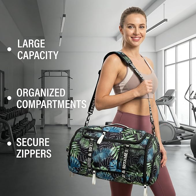 Gym Duffle Bag Backpack with Shoe Compartment,4 ways Travel Backpack for Women and Men,Multi-Functional Weekender bag with Waterproof Layer&Laptop Compartment for Fitness, Travel,Camping