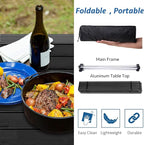Grope Portable Camping Table with Aluminum Table Top, Folding Beach Table Easy to Carry, Prefect for Outdoor, Picnic, BBQ, Cooking, Festival, Beach, Home (Black-L)