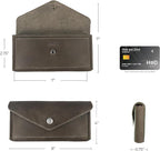Hide & Drink, Full Grain Leather Large Female Wallet, Travel Organizer for Women, Vintage Money and Card Holder, Handmade, Dark Jade