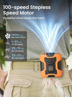 Koonie Portable Waist Clip Fan, Wearable Belt Personal Device with 100 Levels Speeds, Rechargeable Battery Supports 24H Working Time, Cool Clip Fan Under Shirt for Outdoor Work Camping Travel Orange