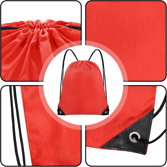 Grneric Drawstring Backpack Bulk 70Pcs String Backpack Drawstring Bags Cinch Bag Sackpack for Men Women Gym(Red)