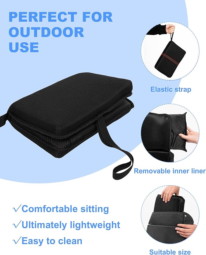 FASTMOMENT Airplane Seat Cushion Portable Travel Cushion for Comfort Foldable Stadium Pad with Breathable Fabric Seat Pad Perfect for Long Flights, Office, Bleacher, Camping