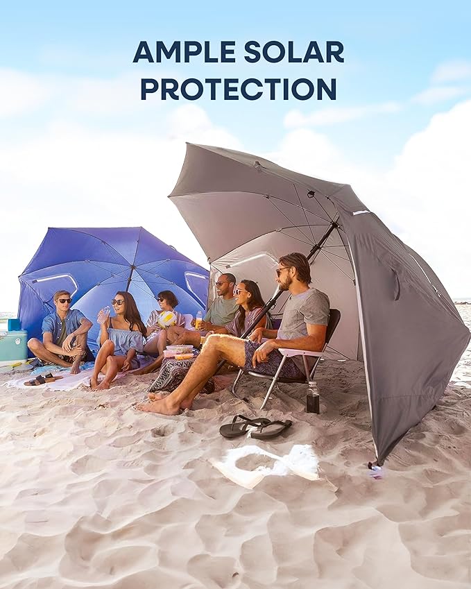 Sport-Brella Premiere UPF 50+ Umbrella Shelter with Patented Side Panels and Tilt Mechanism, Heavy-Duty 1.25 Inch Center Pole, Auger Anchor for Sand and Grass