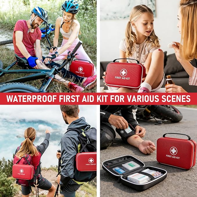 First Aid Kit - Smart Compartments Medical Kit, 2 Pack Large Capacity for Various Emergency Supplies, EVA Emergency Kit for Home, Car, Travel, Camping, Hiking, Office and Outdoor Emergencies