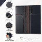 RFID Blocking Leather Passport Wallet for Travel – Slim Document Organizer with AirTag Slot, Card & Cash Holder for Men (Blue)