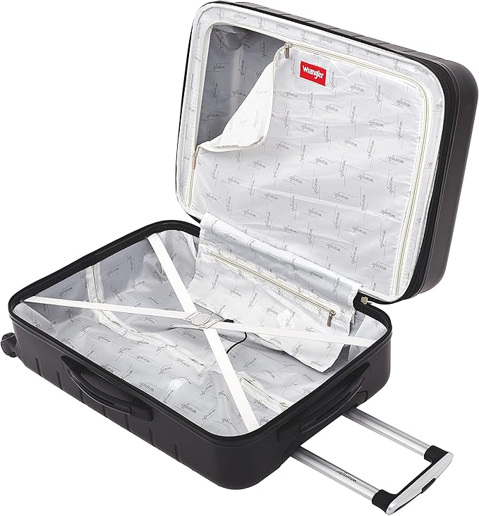 Wrangler Smart Spinner Hardside Luggage, 3 Piece Set, Black