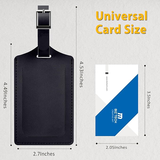 Travelambo Luggage Tags for Suitcases Faux Leather Privacy Protection 3 Pack Bag Tags Travel Accessories Essential, Black