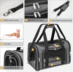 Soft-Sided Cat/Dog/Pet Carrier, Collapsible Pets Travel Carriers for Big Cats/Small Dogs with Shoulder Strap & Removable Mat, Mesh Puppy Carry Bag, Up to 25 Lbs (Dark Grey)