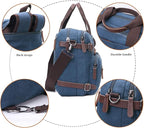 CROCOD 3 In 1 Canvas Convertible Laptop Bag for Men Women, 17.3 inch Laptop Messenger Bag Work Briefcase, Computer Shoulder Bag for Travel Business Office (17.3 Inch, Blue) | 3 In 1, Multi-pocket