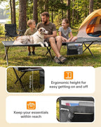 Sportneer Camping Cot, 78.3"x28.7"x14.6" Sturdy 6-Leg Foldable Guest Bed for Adults with Storage Bag & Side Pocket, Compact Portable Design 330 LBS Support