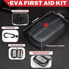 RHINO RESCUE EVA First Aid Kit, Small Waterproof Backpack Emergency Hiking First Aid Kit for Backpacking, Medical Kit for Travel, Home, Car, College Dorm, Camping, Boat, Back to School (Black)