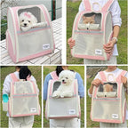 Cat Backpack Carrier for Small Dogs and Medium cat Puppy Kitten Bunny Pet Carrier Backpack Collapsible with Fully Ventilated Mesh with Safety Leash (Pink, 12.9" L x 10.62" W x 15.5" H - M)