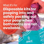 PACT Pack Out Kit - Camping Poop Kit Includes Wet Wipes, Smell Proof Disposal Bags, Hand Wipes, Poop Powder for Odor and Human Waste Bags for Camping and Backpacking