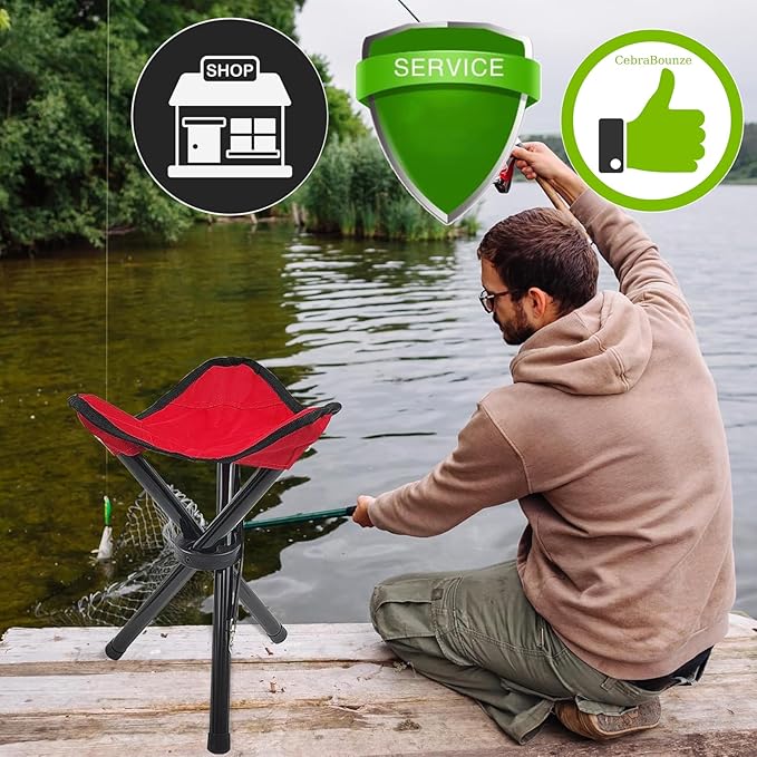 Travel Folding Camping Stool, Use Height 14" and Max Weight 210 lbs Outdoor Portable Party Chair Fishing Chair Seat for Camping Fishing Hiking Gardening and Beach Painting（Red）