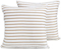 Black & White Brands Brazilian Beach/Pool Towel Pillow Case 17.7"x17.7" - Ultimate Absorbent Luxury 100% Cotton Wave (2 Pillow Cases, Tan Poly Pinstripe)