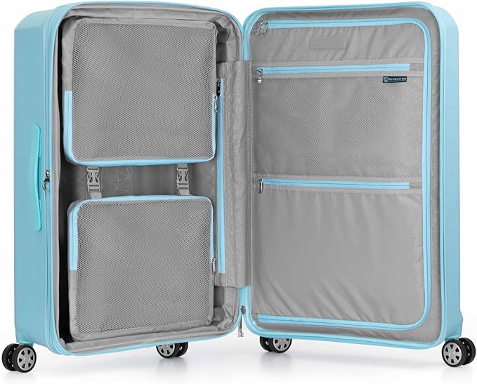 Traveler's Choice Pagosa Hardshell Expandable Luggage with Spinner Wheels, Baby Blue, 3-Piece Set (22/26/30)