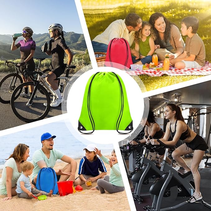 Grneric Drawstring Backpack Bulk 70Pcs String Backpack Drawstring Bags Cinch Bag Sackpack for Men Women Gym(Light Green)