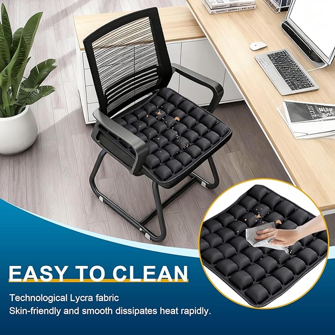 Inflatable Airplane Seat Cushion, Comfort 3d Air Cell Seat Cushion, Tailbone Pain Relief for Long Distance Sedentary People to Use (Black, 16*18in)