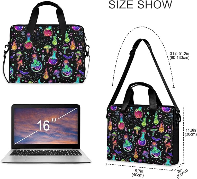 MNSRUU Laptop Bag for 15.6 inch Black Gothic Bats
