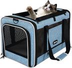 GAPZER Cat Carrier 18 x 11 x 11 Top Loading Soft-Sided Pet Travel Bag Over 15lbs, Portable Small Dog Puppy Car Crate 10 lbs, Chihuahua Kennel Carry Case, Kitty Cloth Cage Medium Cat Under 25 Blue