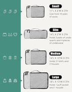 WTREE 4-Piece Packing Cubes Travel Accessories Set for Suitcases - Luggage Organizer Bags with Double Zipper - Mesh Top - Small/Medium/Large/Slim - Beige