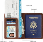 Passport Holder for Travel Essentials, RFID Blocking Passport Cover Wallet Card Case for Women and Men, PU Leather, Brown