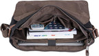 Vintage Genuine Leather Waxed Canvas Briefcase Large Satchel Shoulder Bag Rugged Computer 15.6" Laptop Bag