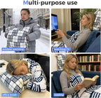 3 in 1 Travel Pillow Blanket Set with Removable Flannel Blanket Throw,Hand Warmer Pockets,Pillow (Color1, 60in*79in)