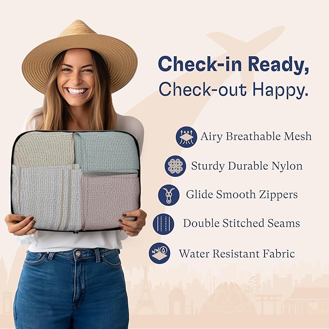 Shacke Packing Cubes for Travel 5 Set - Premium Luggage Organizer Bags - Versatile Travel Organizer for Women and Men - Optimized Packing Bags - Travel Essentials (Air Black)