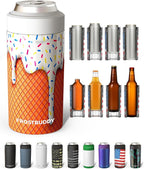 Frost Buddy Universal Can Cooler - Fits all - Stainless Steel Can Cooler for 12 oz & 16 oz Regular or Slim Cans & Bottles - Stainless Steel (Vanilla Ice Cream)