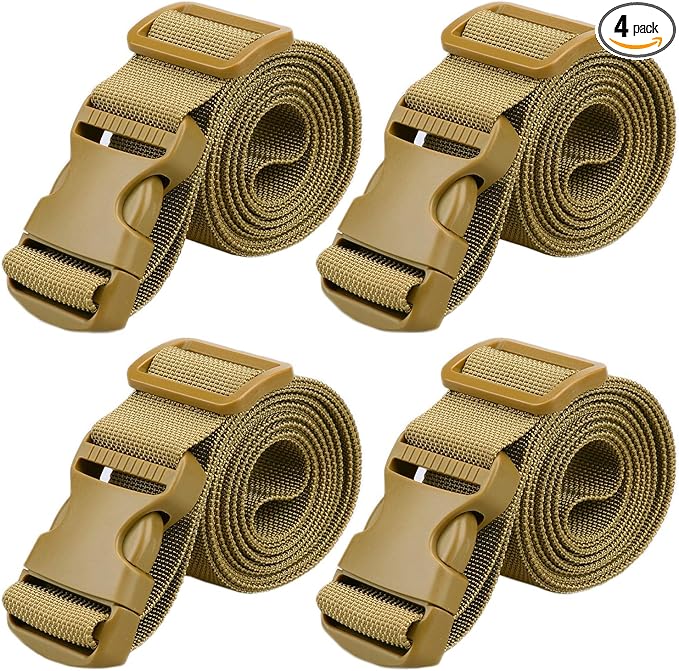 MAGARROW 65" 1.5" Utility Straps with Buckle Adjustable, 4-Pack (Tan (4-PCS))