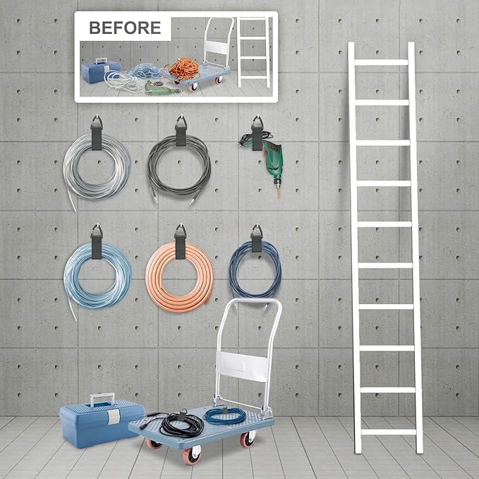 ZTSXLLIM Extension Cord Holder Organizer(4 Pack L), Extension Cord Hanger for Garage Organization and Storage, 16-Inch Heavy Duty Storage Straps, Garage Gadgets for Men