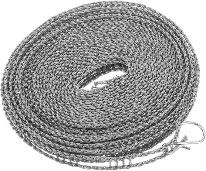 uxcell Portable Clothesline, 26.25ft Nylon Windproof Non-Slip Washing Line Rope for Courtyard Outdoor Travel Camping Laundry Drying, Dark Grey
